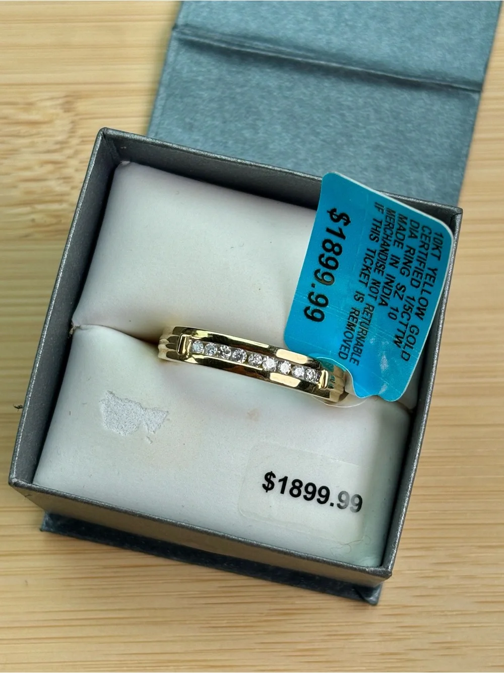 Brand New 10K Yellow Gold Certified 1/5 CTTW Diamond Ring Men's Wedding Band